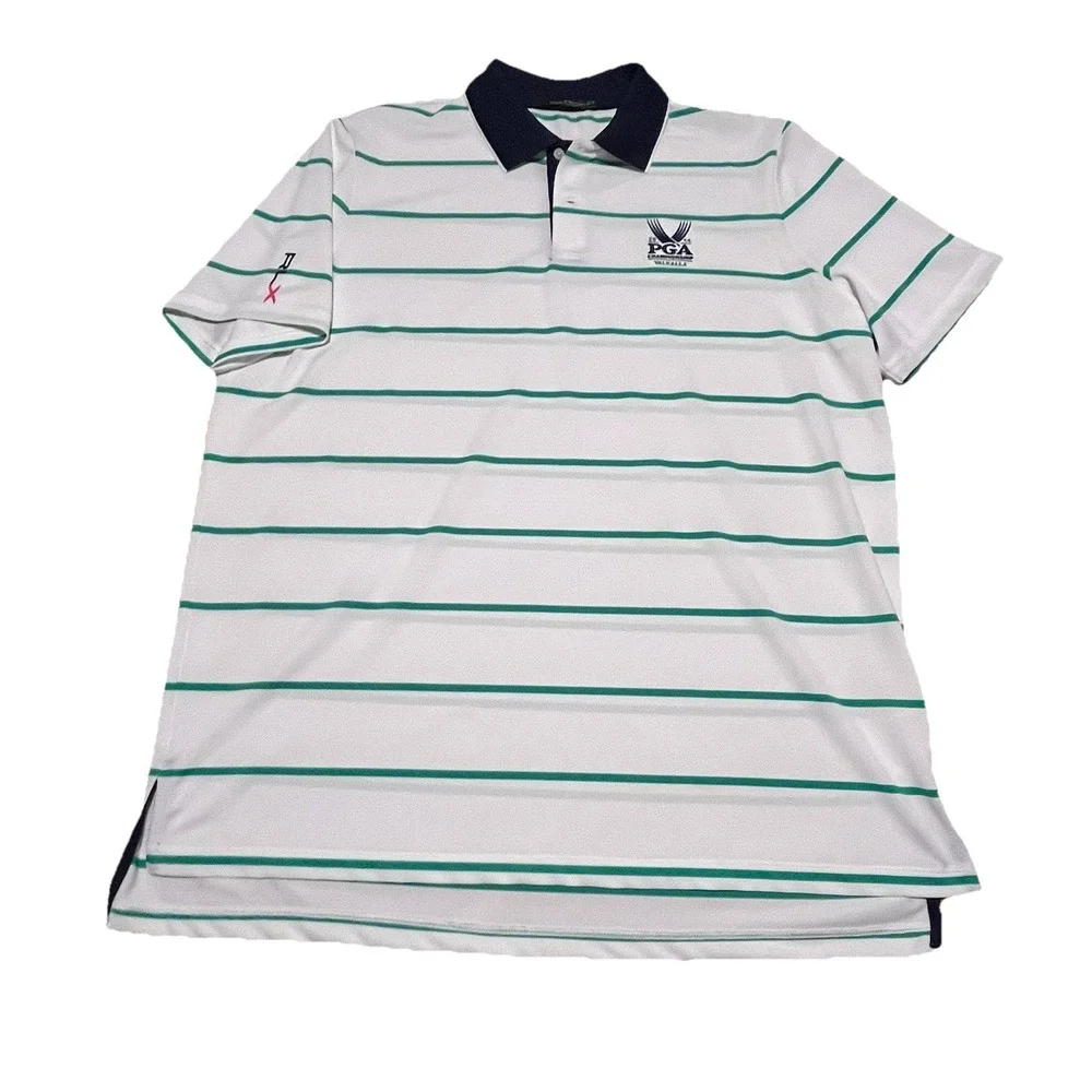RLX Ralph Lauren Blue White Green Polo‎ Shirt PGA Championship Valhalla 2014 XL